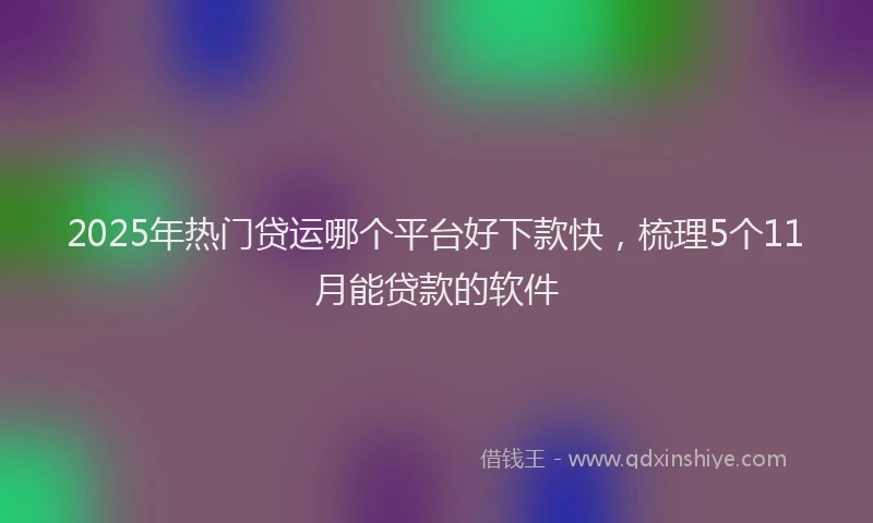 2025年热门贷运哪个平台好下款快，梳理5个11月能贷款的软件