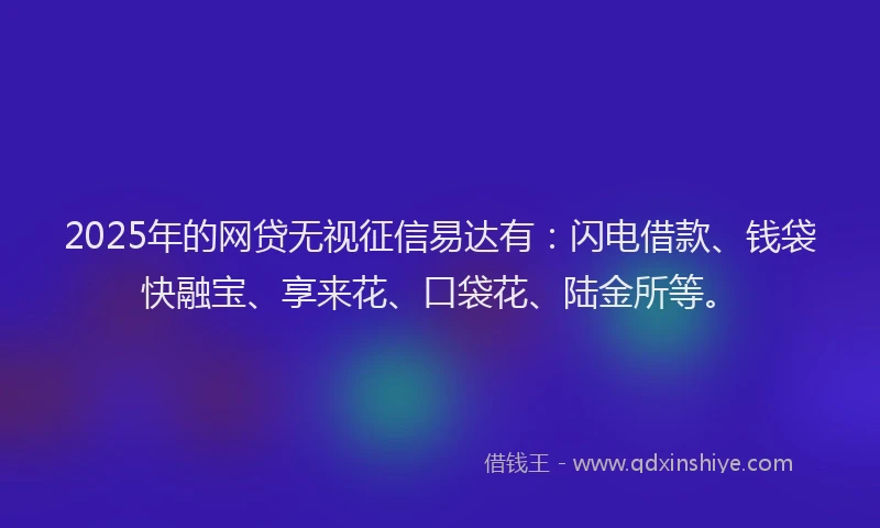 2025年的网贷无视征信易达有：闪电借款、钱袋快融宝、享来花、口袋花、陆金所等。