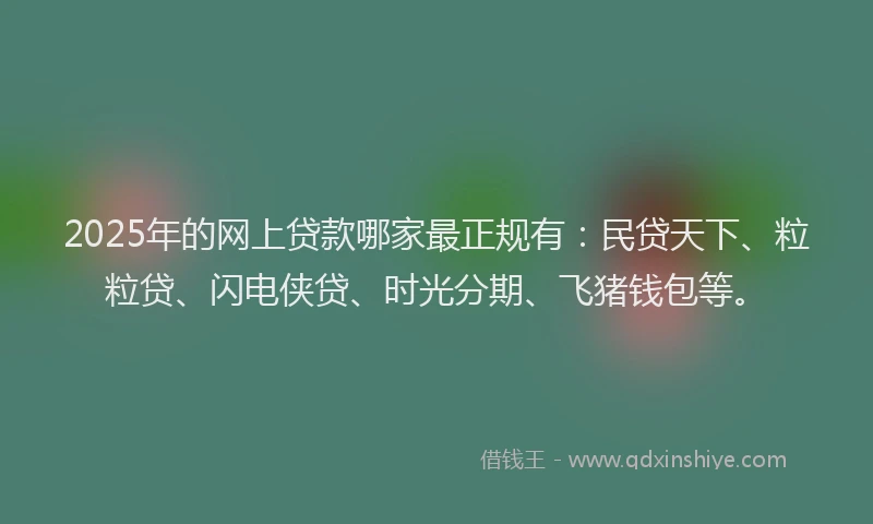 2025年的网上贷款哪家最正规有：民贷天下、粒粒贷、闪电侠贷、时光分期、飞猪钱包等。