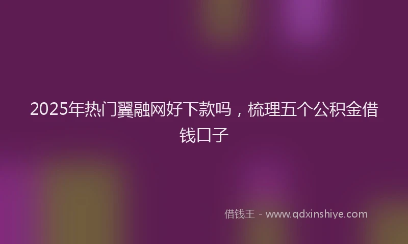 2025年热门翼融网好下款吗，梳理五个公积金借钱口子
