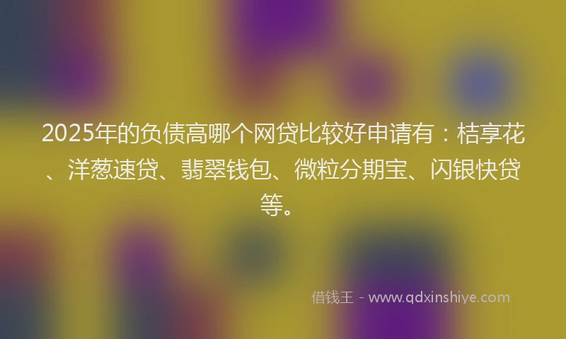 2025年的负债高哪个网贷比较好申请有：桔享花、洋葱速贷、翡翠钱包、微粒分期宝、闪银快贷等。