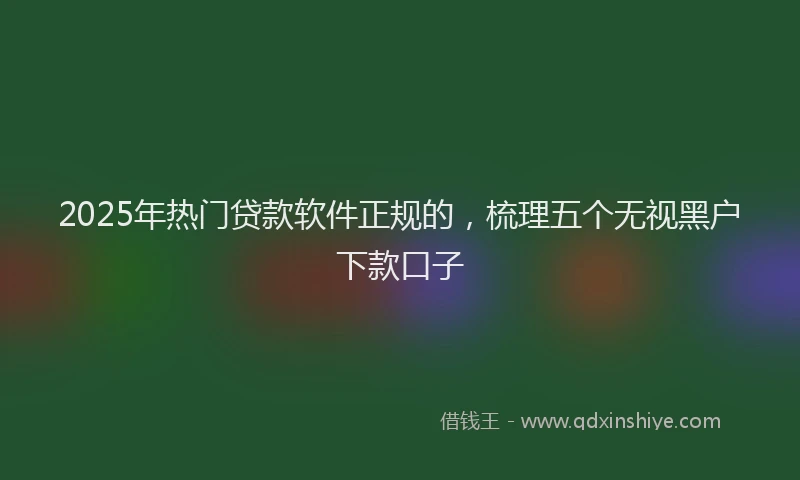 2025年热门贷款软件正规的，梳理五个无视黑户下款口子