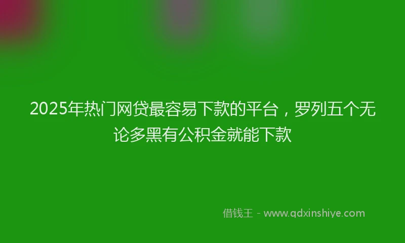 2025年热门网贷最容易下款的平台,罗列五个无论多黑有公积金就能下款