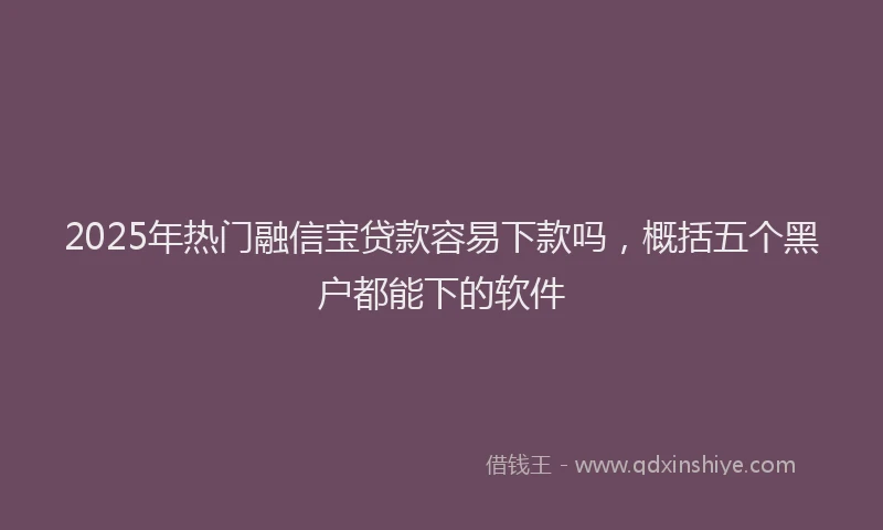 2025年热门融信宝贷款容易下款吗，概括五个黑户都能下的软件