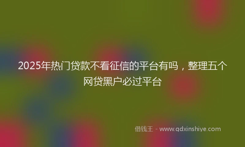 2025年热门贷款不看征信的平台有吗，整理五个网贷黑户必过平台