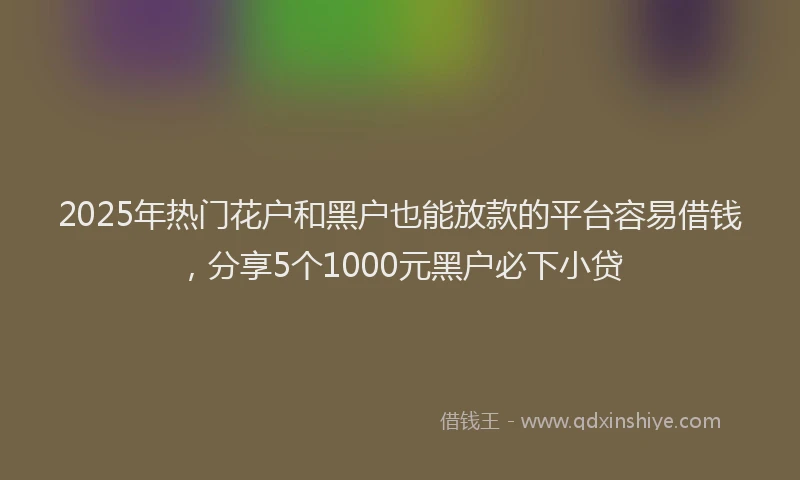 2025年热门花户和黑户也能放款的平台容易借钱,分享5个1000元黑户必下小贷