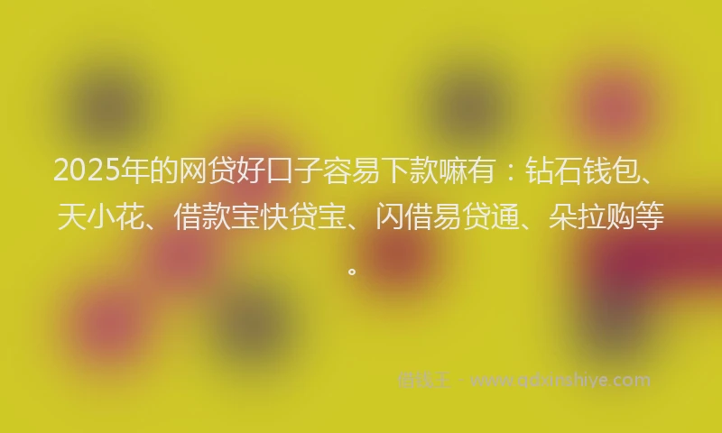 2025年的网贷好口子容易下款嘛有：钻石钱包、天小花、借款宝快贷宝、闪借易贷通、朵拉购等。