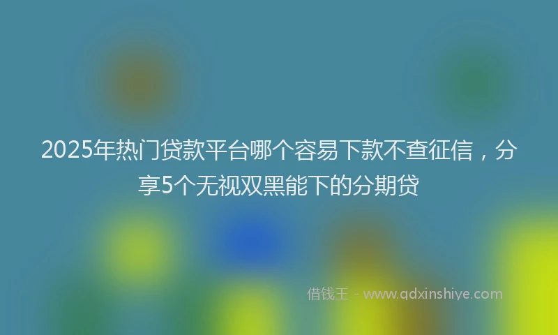 2025年热门贷款平台哪个容易下款不查征信，分享5个无视双黑能下的分期贷