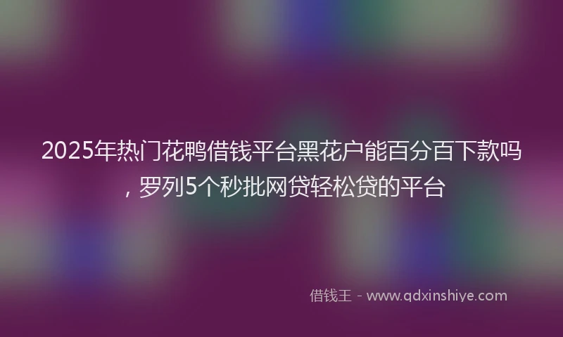 2025年热门花鸭借钱平台黑花户能百分百下款吗，罗列5个秒批网贷轻松贷的平台