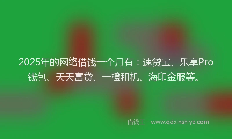 2025年的网络借钱一个月有：速贷宝、乐享Pro钱包、天天富贷、一橙租机、海印金服等。
