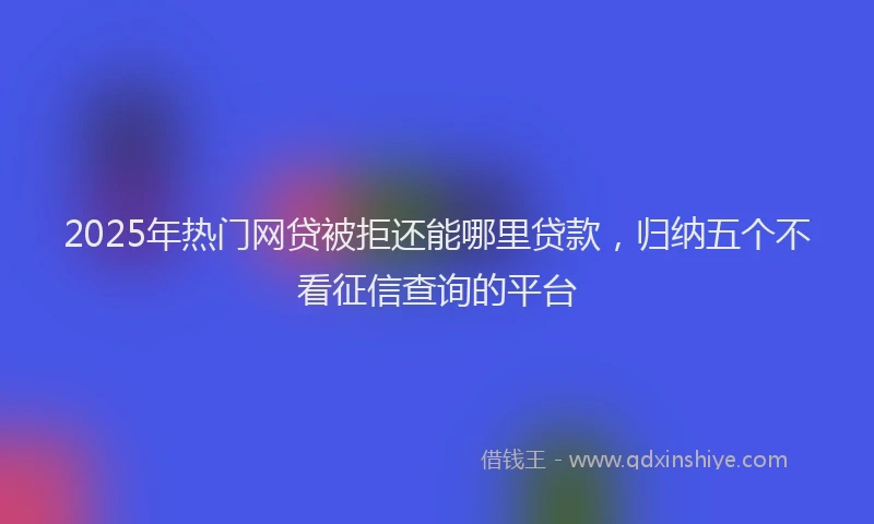 2025年热门网贷被拒还能哪里贷款，归纳五个不看征信查询的平台