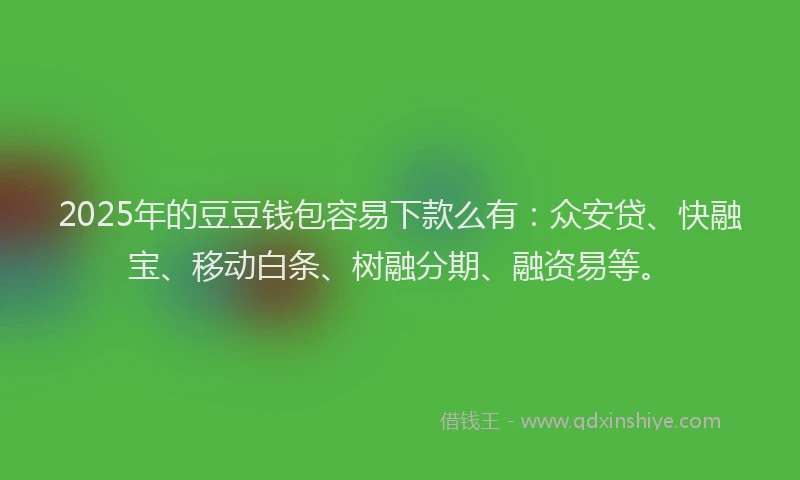 2025年的豆豆钱包容易下款么有：众安贷、快融宝、移动白条、树融分期、融资易等。
