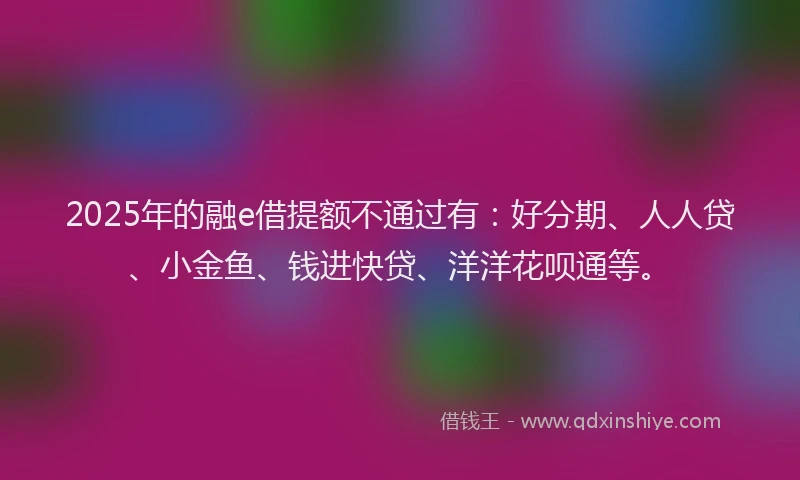 2025年的融e借提额不通过有：好分期、人人贷、小金鱼、钱进快贷、洋洋花呗通等。