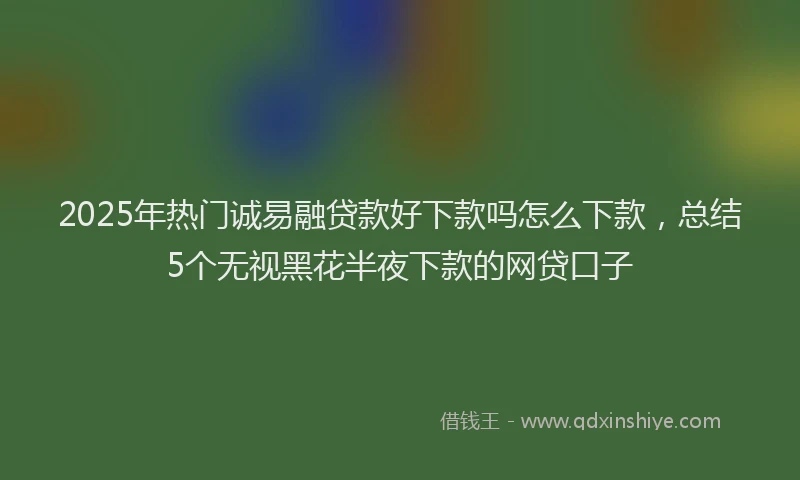 2025年热门诚易融贷款好下款吗怎么下款，总结5个无视黑花半夜下款的网贷口子