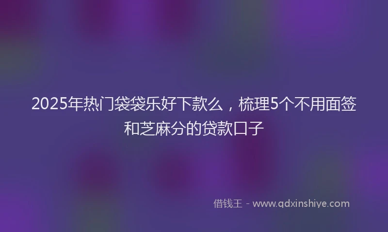 2025年热门袋袋乐好下款么，梳理5个不用面签和芝麻分的贷款口子