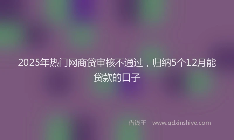 2025年热门网商贷审核不通过，归纳5个12月能贷款的口子