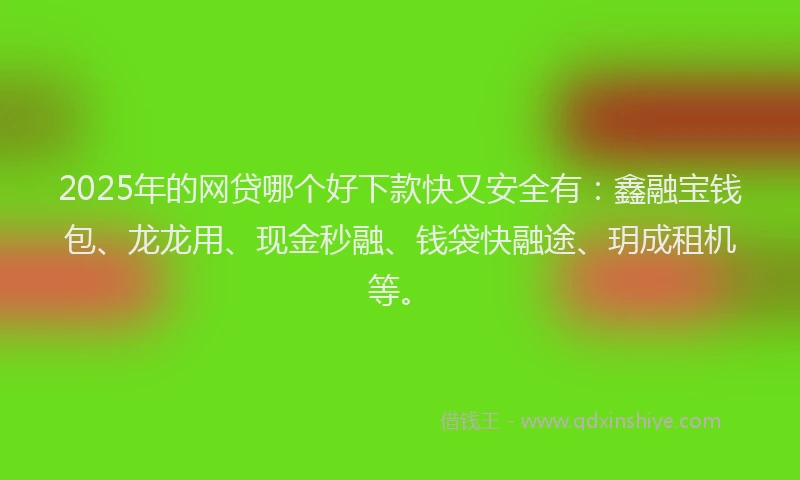2025年的网贷哪个好下款快又安全有：鑫融宝钱包、龙龙用、现金秒融、钱袋快融途、玥成租机等。