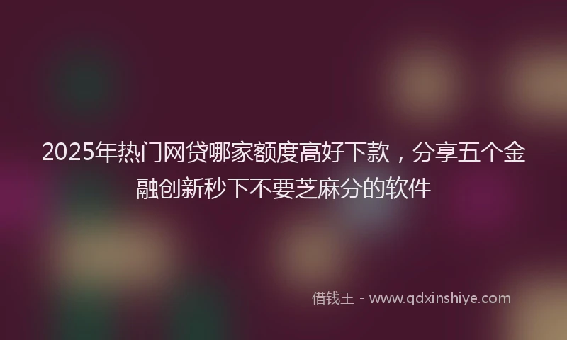 2025年热门网贷哪家额度高好下款，分享五个金融创新秒下不要芝麻分的软件