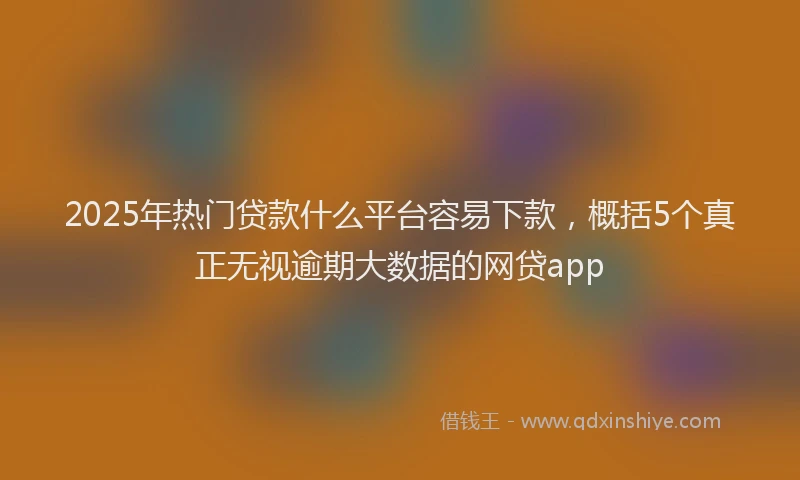 2025年热门贷款什么平台容易下款，概括5个真正无视逾期大数据的网贷app