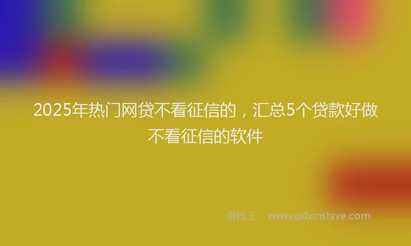 2025年热门网贷不看征信的，汇总5个贷款好做不看征信的软件