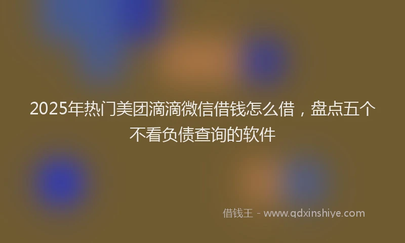 2025年热门美团滴滴微信借钱怎么借，盘点五个不看负债查询的软件