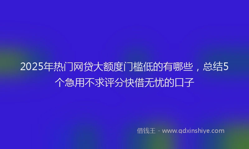 2025年热门网贷大额度门槛低的有哪些，总结5个急用不求评分快借无忧的口子