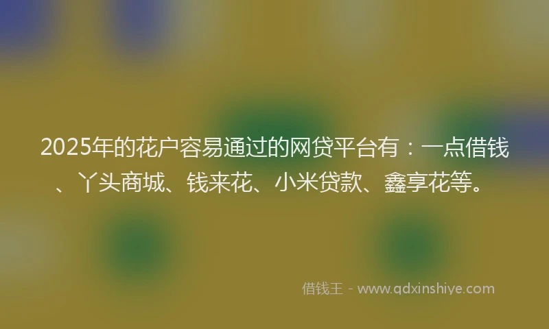 2025年的花户容易通过的网贷平台有：一点借钱、丫头商城、钱来花、小米贷款、鑫享花等。