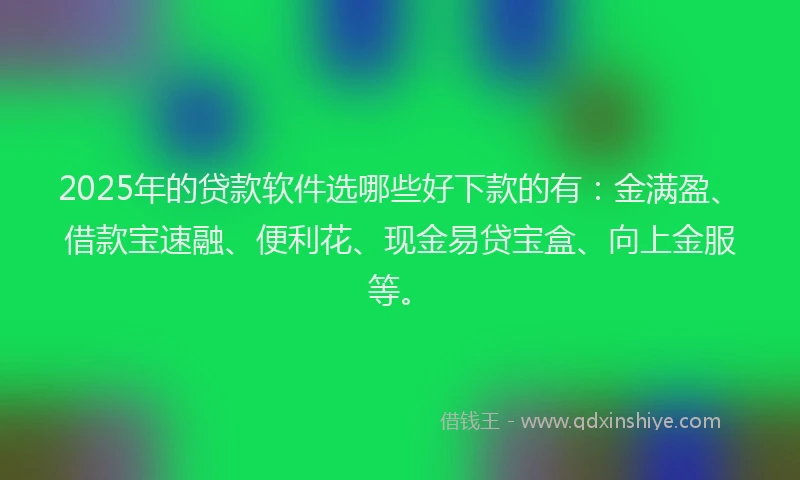 2025年的贷款软件选哪些好下款的有：金满盈、借款宝速融、便利花、现金易贷宝盒、向上金服等。