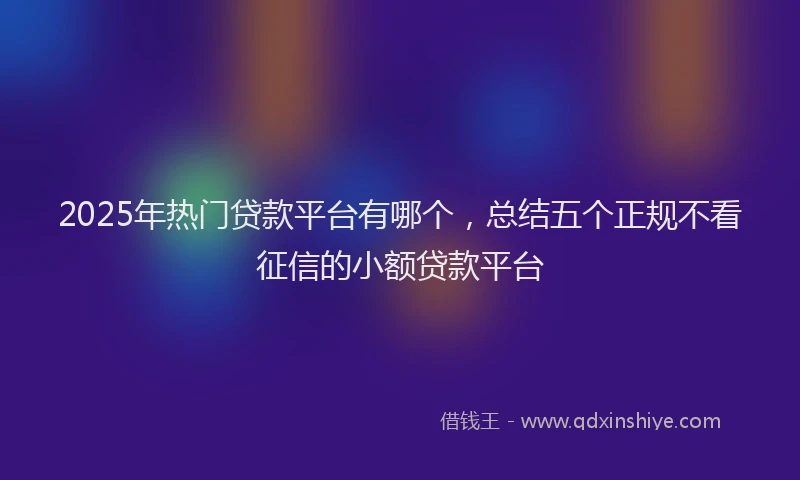 2025年热门贷款平台有哪个，总结五个正规不看征信的小额贷款平台