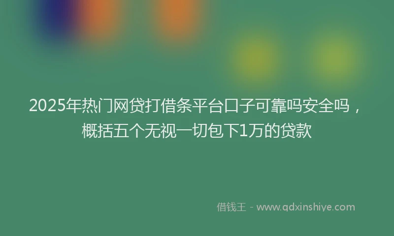 2025年热门网贷打借条平台口子可靠吗安全吗，概括五个无视一切包下1万的贷款