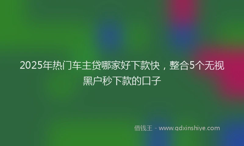 2025年热门车主贷哪家好下款快，整合5个无视黑户秒下款的口子