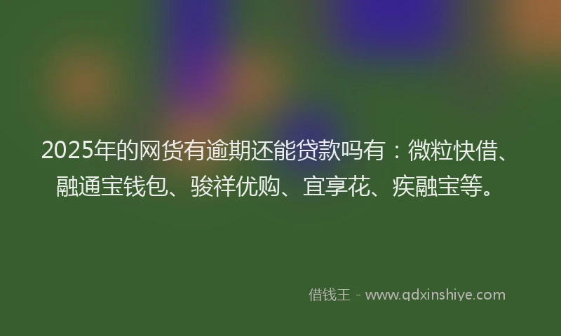 2025年的网货有逾期还能贷款吗有：微粒快借、融通宝钱包、骏祥优购、宜享花、疾融宝等。