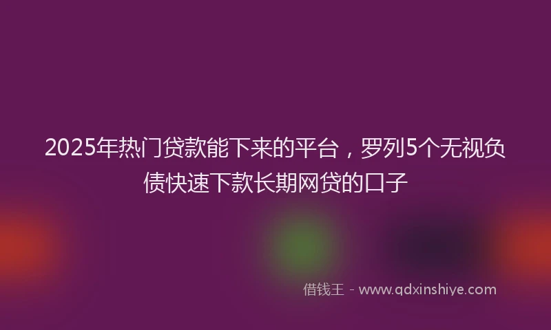 2025年热门贷款能下来的平台，罗列5个无视负债快速下款长期网贷的口子