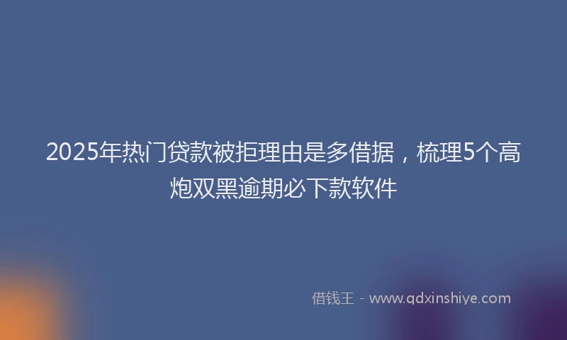 2025年热门贷款被拒理由是多借据，梳理5个高炮双黑逾期必下款软件