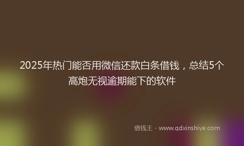 2025年热门能否用微信还款白条借钱，总结5个高炮无视逾期能下的软件