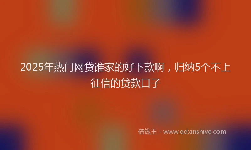 2025年热门网贷谁家的好下款啊，归纳5个不上征信的贷款口子