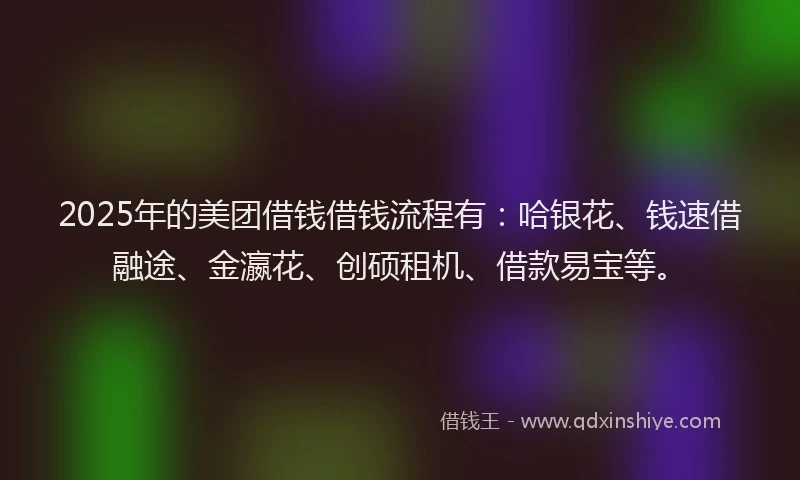 2025年的美团借钱借钱流程有：哈银花、钱速借融途、金瀛花、创硕租机、借款易宝等。