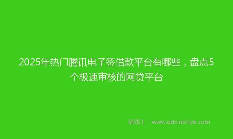 2025年热门腾讯电子签借款平台有哪些，盘点5个极速审核的网贷平台
