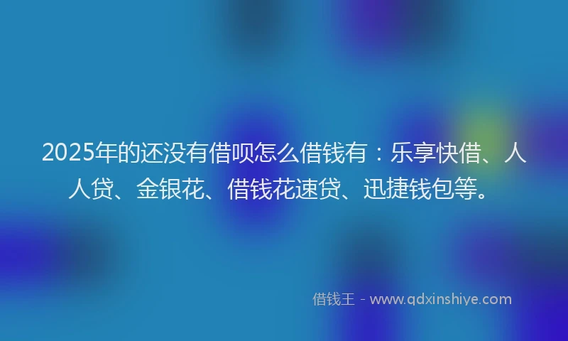 2025年的还没有借呗怎么借钱有：乐享快借、人人贷、金银花、借钱花速贷、迅捷钱包等。