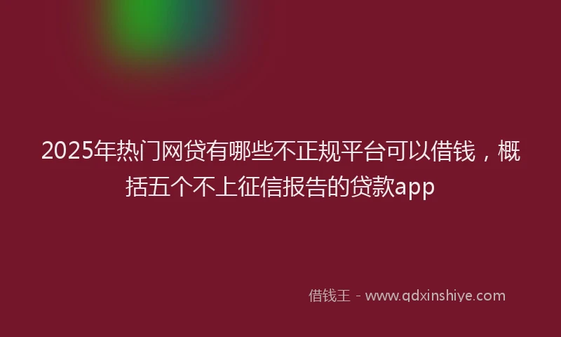 2025年热门网贷有哪些不正规平台可以借钱，概括五个不上征信报告的贷款app