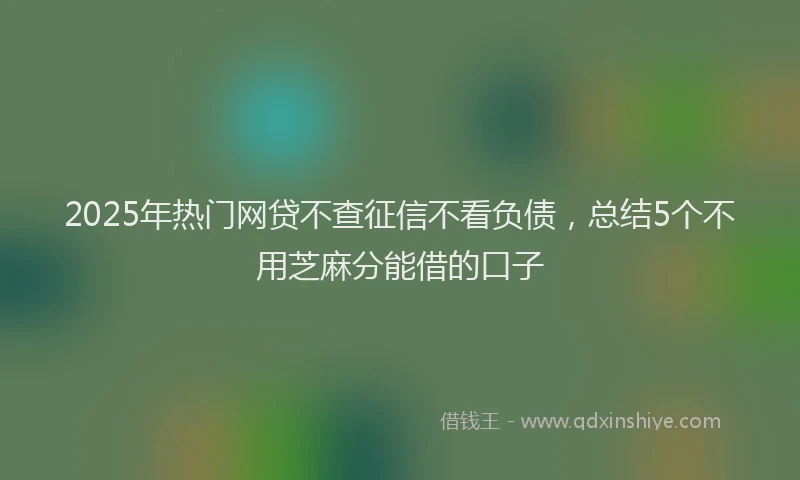 2025年热门网贷不查征信不看负债，总结5个不用芝麻分能借的口子
