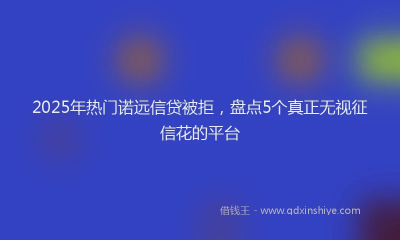 2025年热门诺远信贷被拒，盘点5个真正无视征信花的平台