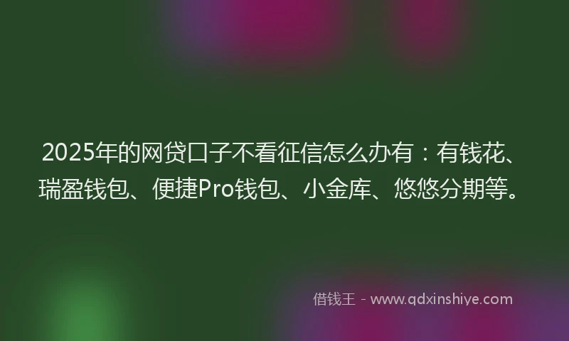 2025年的网贷口子不看征信怎么办有：有钱花、瑞盈钱包、便捷Pro钱包、小金库、悠悠分期等。