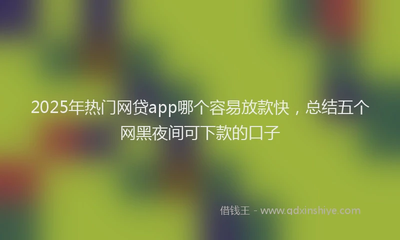 2025年热门网贷app哪个容易放款快，总结五个网黑夜间可下款的口子