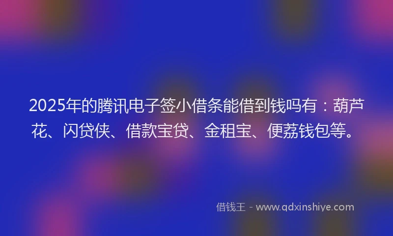 2025年的腾讯电子签小借条能借到钱吗有：葫芦花、闪贷侠、借款宝贷、金租宝、便荔钱包等。