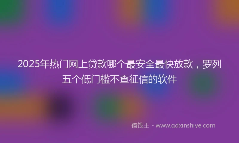 2025年热门网上贷款哪个最安全最快放款，罗列五个低门槛不查征信的软件