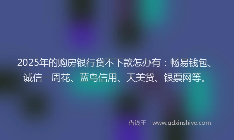 2025年的购房银行贷不下款怎办有：畅易钱包、诚信一周花、蓝鸟信用、天美贷、银票网等。