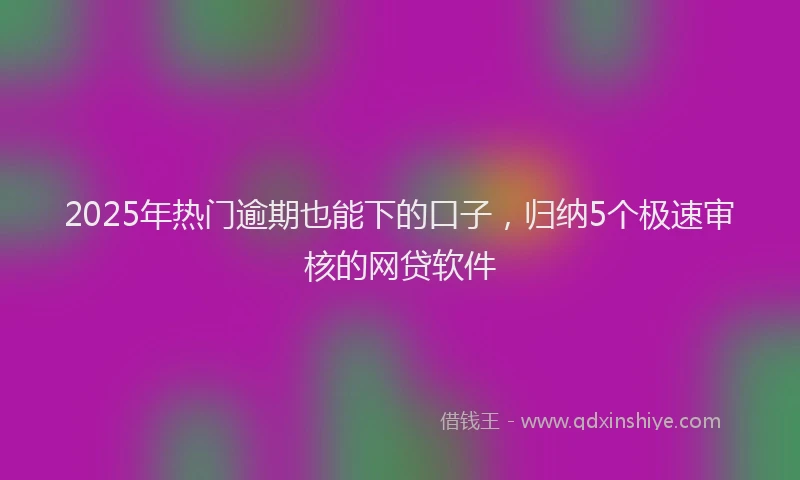 2025年热门逾期也能下的口子，归纳5个极速审核的网贷软件