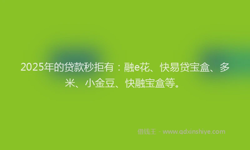 2025年的贷款秒拒有：融e花、快易贷宝盒、多米、小金豆、快融宝盒等。