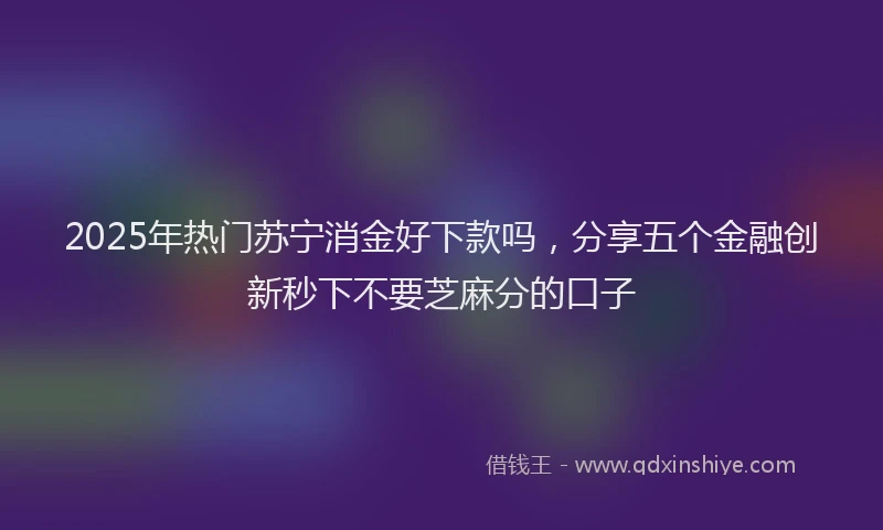 2025年热门苏宁消金好下款吗，分享五个金融创新秒下不要芝麻分的口子